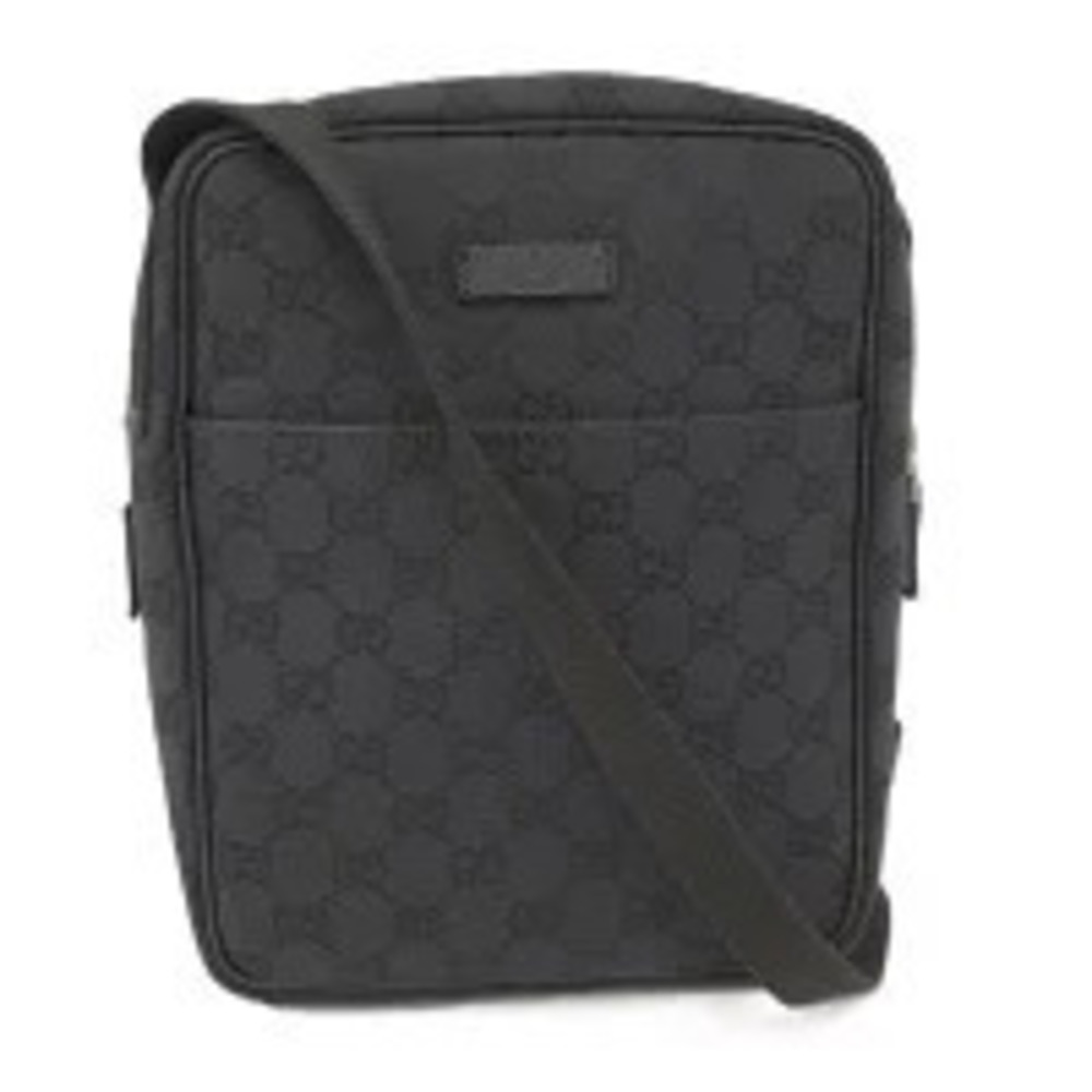 Gucci black GG canvas messenger shoulder bag crossbody